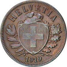 SWITZERLAND, 2 Rappen, 1919, Bern, KM #4.2, AU(50-53), Bronze, 20, 2.50