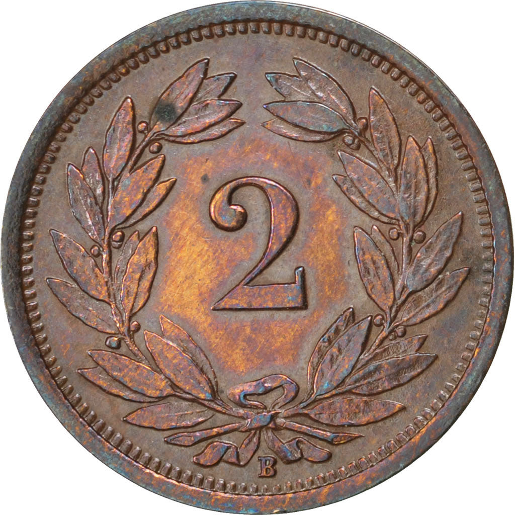 SWITZERLAND, 2 Rappen, 1919, Bern, KM #4.2, AU(50-53), Bronze, 20, 2.50