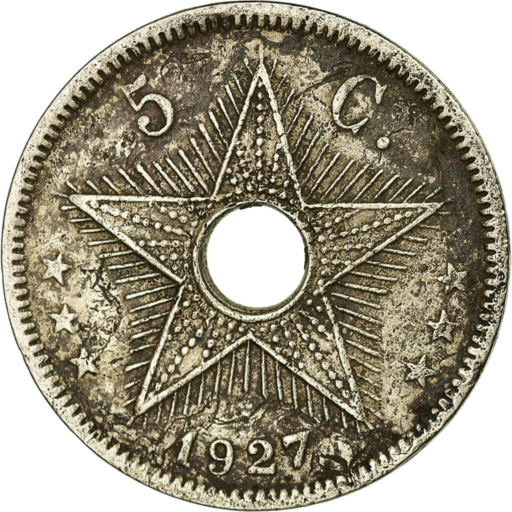 Coin, Belgian Congo, 5 Centimes, 1927, EF(40-45), Copper-nickel, KM:17