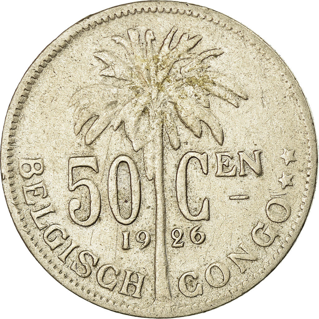 Coin, Belgian Congo, 50 Centimes, 1926, EF(40-45), Copper-nickel, KM:23