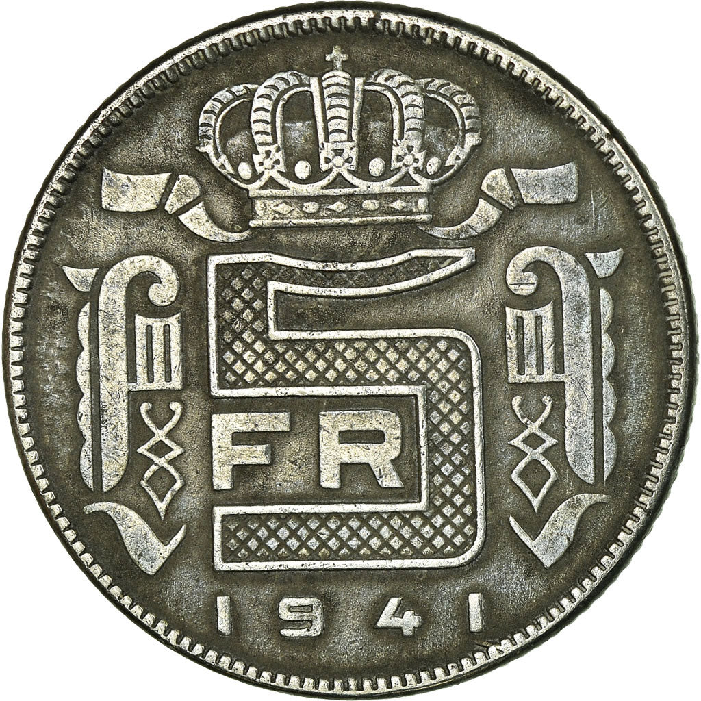 Coin, Belgium, 5 Francs, 5 Frank, 1941, EF(40-45), Zinc, KM:129.1