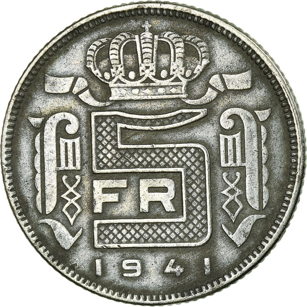 Coin, Belgium, 5 Francs, 5 Frank, 1941, EF(40-45), Zinc, KM:130