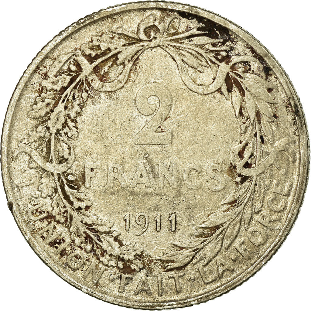 Coin, Belgium, 2 Francs, 2 Frank, 1911, EF(40-45), Silver, KM:74