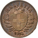 SWITZERLAND, 2 Rappen, 1906, Bern, KM #4.2, AU(55-58), Bronze, 20, 2.51
