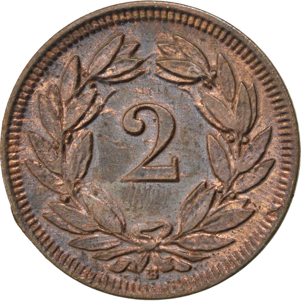 SWITZERLAND, 2 Rappen, 1906, Bern, KM #4.2, AU(55-58), Bronze, 20, 2.51
