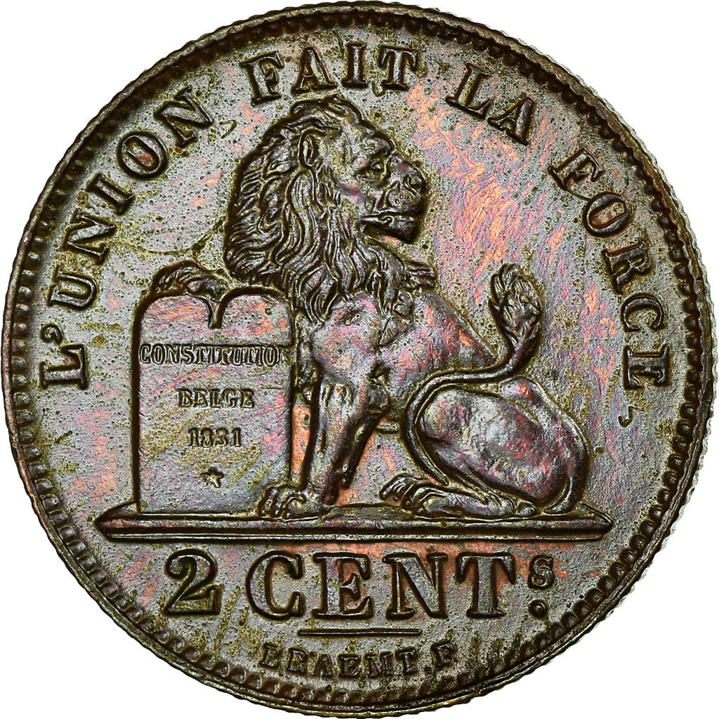 Coin, Belgium, Albert I, 2 Centimes, 1912, AU(55-58), Copper, KM:64