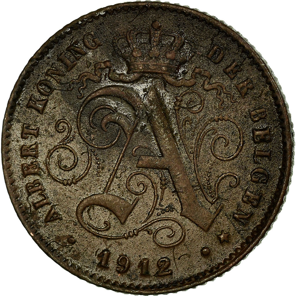 Moneta, Belgia, Centime, 1912, AU(55-58), Miedź, KM:77