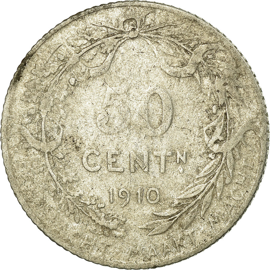 Moneta, Belgia, 50 Centimes, 1910, VF(30-35), Srebro, KM:71