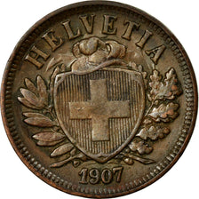 Coin, Switzerland, 2 Rappen, 1907, Bern, AU(50-53), Bronze, KM:4.2