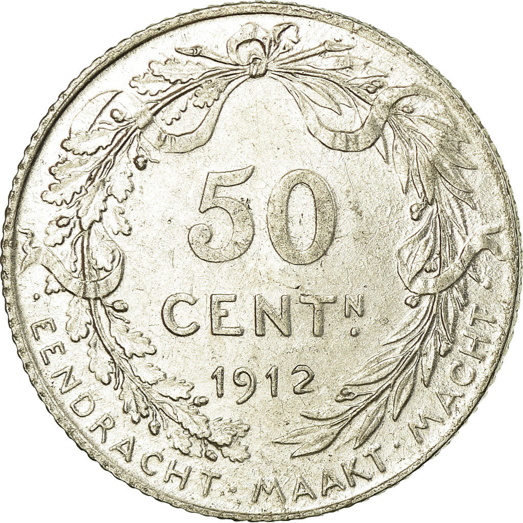 Coin, Belgium, 50 Centimes, 1912, AU(55-58), Silver, KM:71