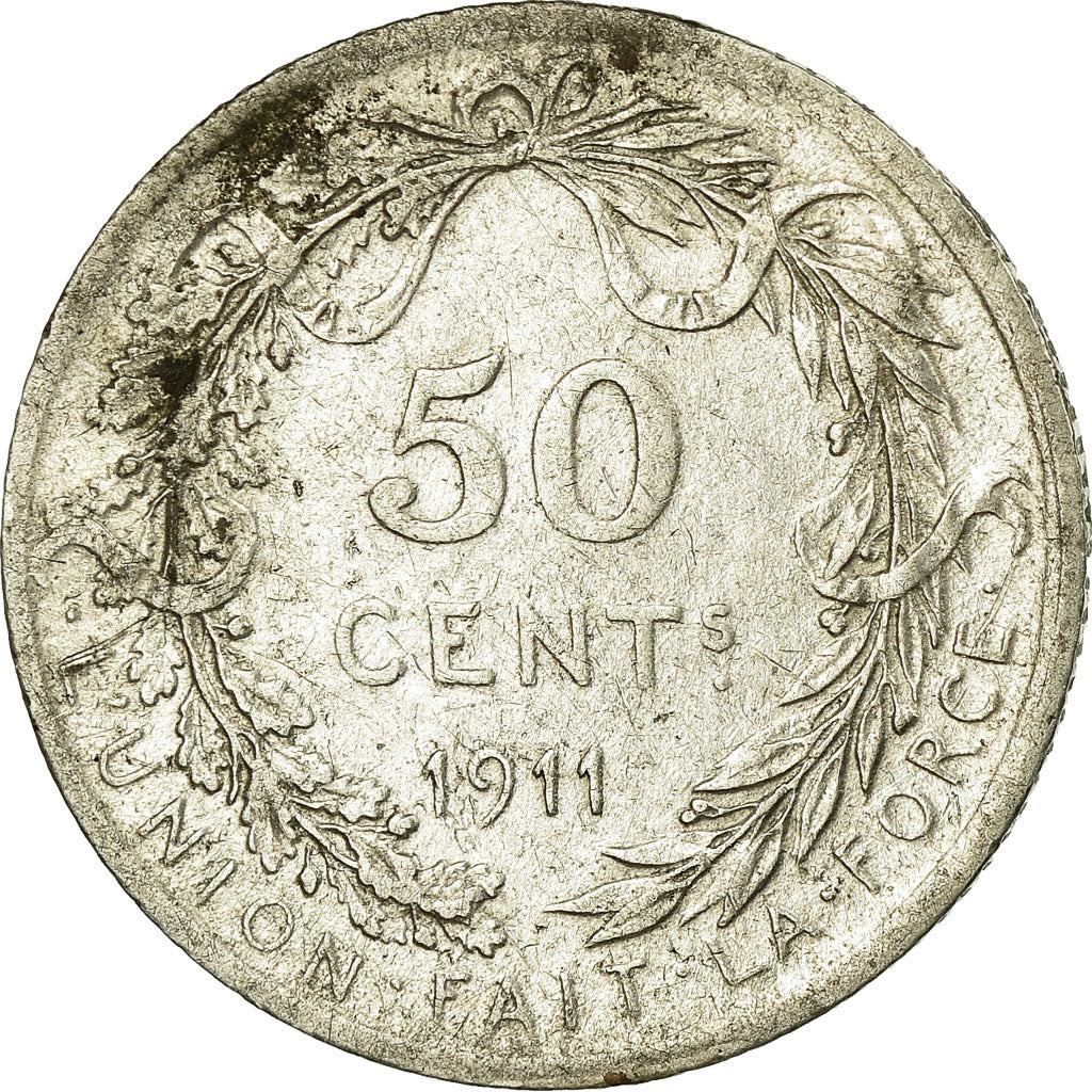 Coin, Belgium, 50 Centimes, 1911, EF(40-45), Silver, KM:70