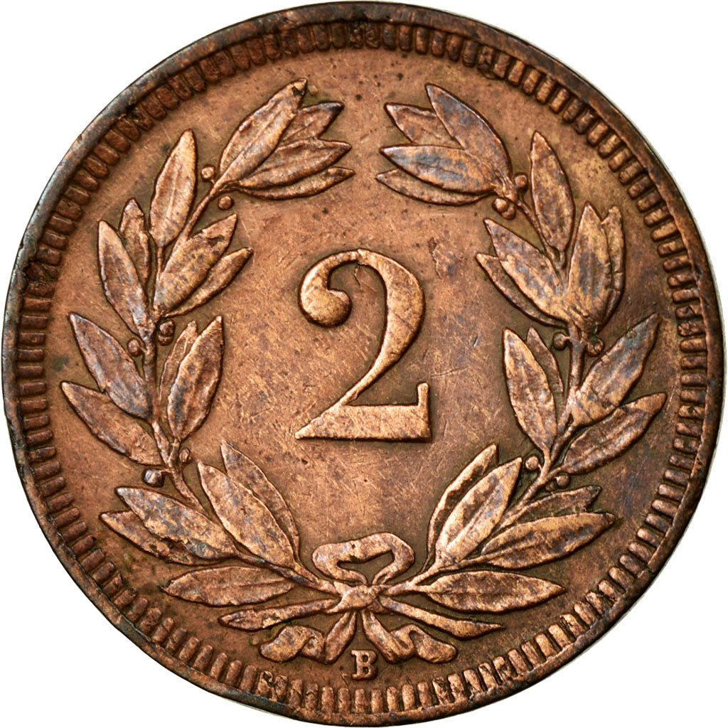 Coin, Switzerland, 2 Rappen, 1902, Bern, EF(40-45), Bronze, KM:4.2