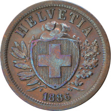 SWITZERLAND, 2 Rappen, 1886, Bern, KM #4.1, EF(40-45), Bronze, 20, 2.39