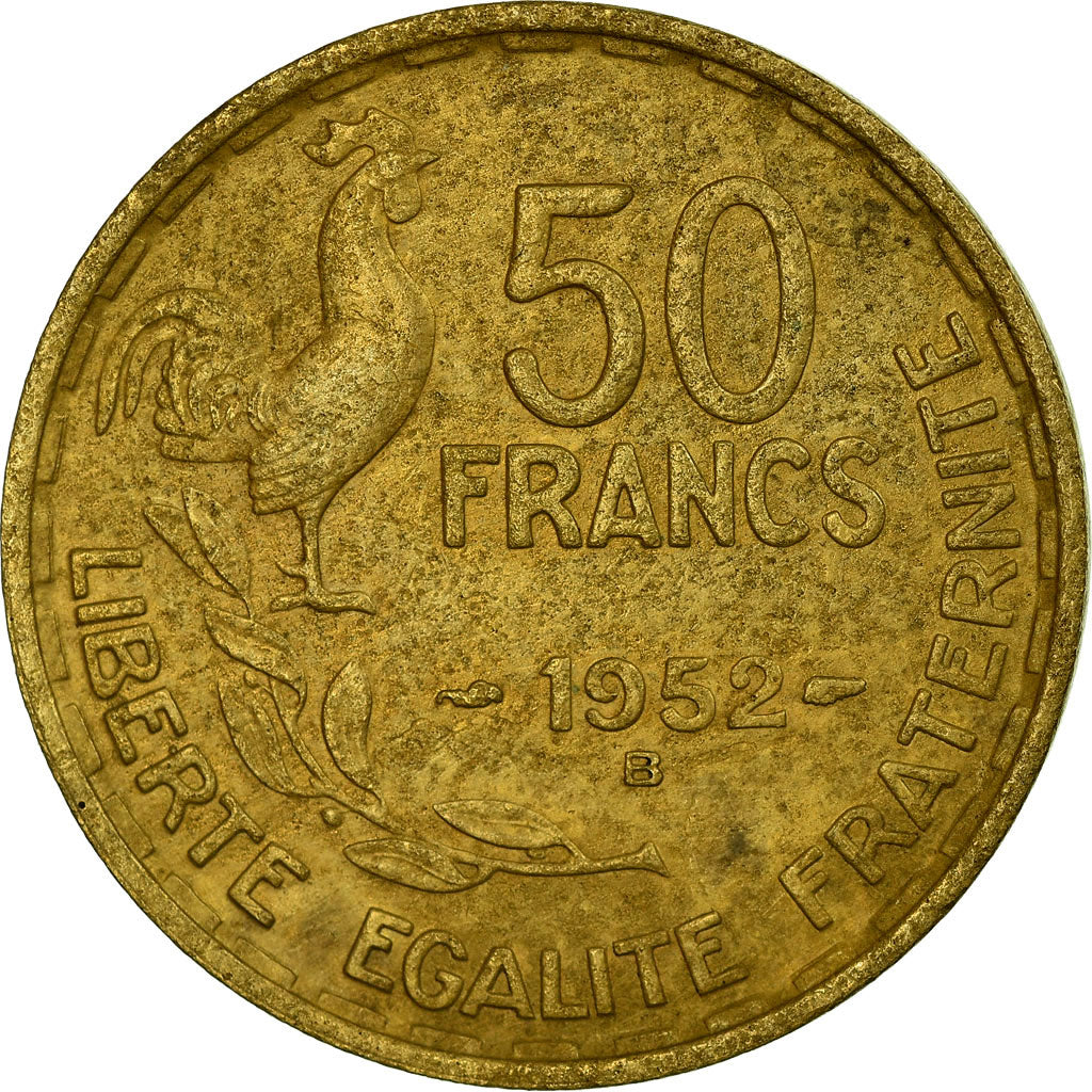 Moneta, Francja, Guiraud, 50 Francs, 1952, Beaumont - Le Roger, VF(30-35)