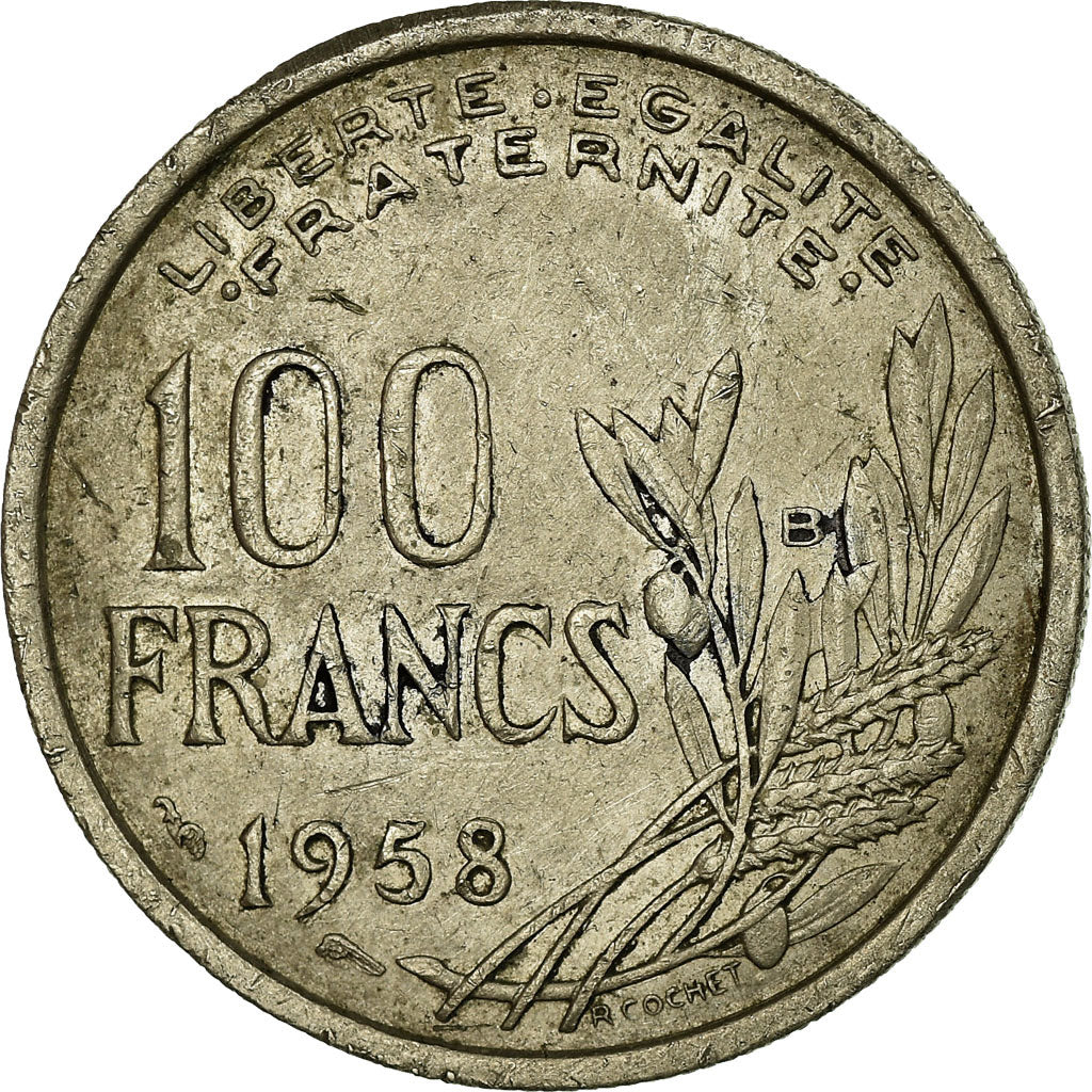 Munten, Frankrijk, Cochet, 100 Francs, 1958, Beaumont - Le Roger, FR+