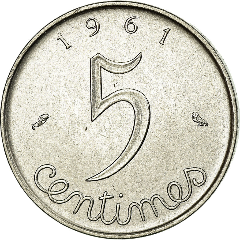 Coin, France, Épi, 5 Centimes, 1965, Paris, AU(55-58), Stainless Steel, KM:927