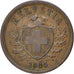 SWITZERLAND, 2 Rappen, 1888, Bern, KM #4.1, AU(50-53), Bronze, 20, 2.39