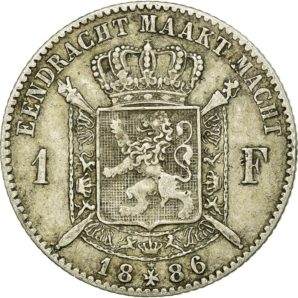 Coin, Belgium, Leopold II, Franc, 1886, EF(40-45), Silver, KM:29.1