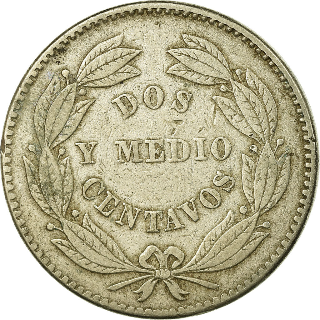 Coin, Venezuela, 2-1/2 Centavos, 1877, Philadelphia, EF(40-45), Copper-nickel