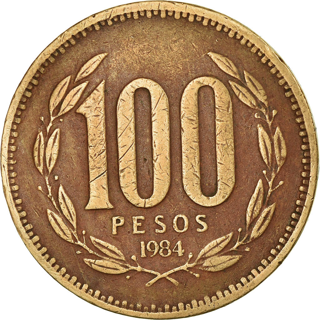 Moneda, Chile, 100 Pesos, 1984, Santiago, BC+, Aluminio - bronce, KM:226.1