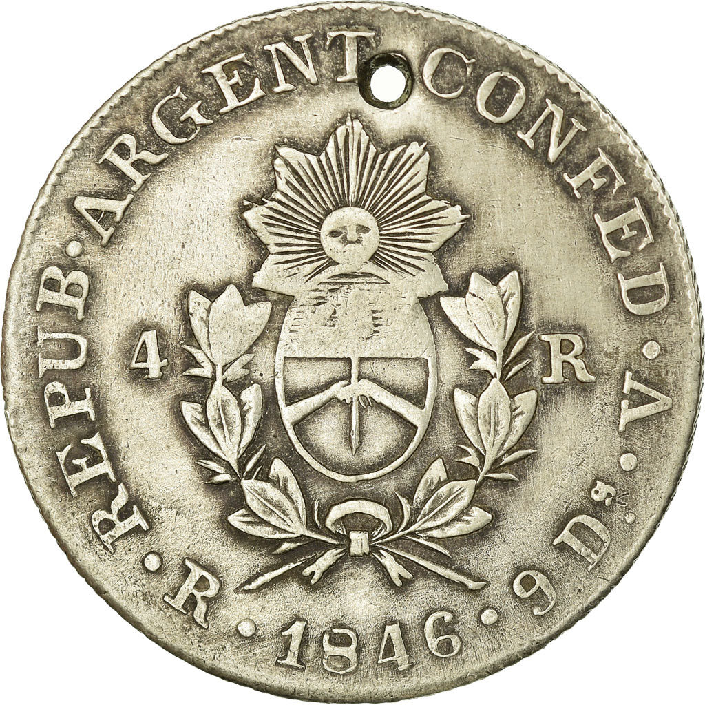 Coin, Argentina, LA RIOJA, 4 Réales, 1846, VF(20-25), Silver, KM:20
