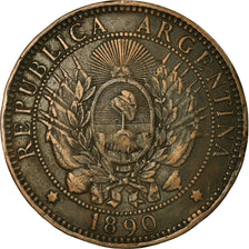 Coin, Argentina, 2 Centavos, 1890, EF(40-45), Bronze, KM:33