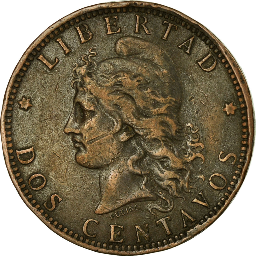 Coin, Argentina, 2 Centavos, 1890, EF(40-45), Bronze, KM:33