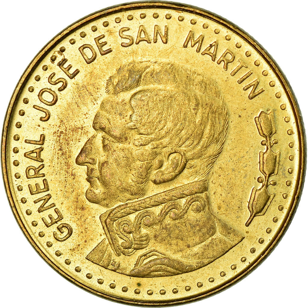 Moneta, Argentina, 50 Pesos, 1980, BB, Acciaio ricoperto in ottone, KM:83a