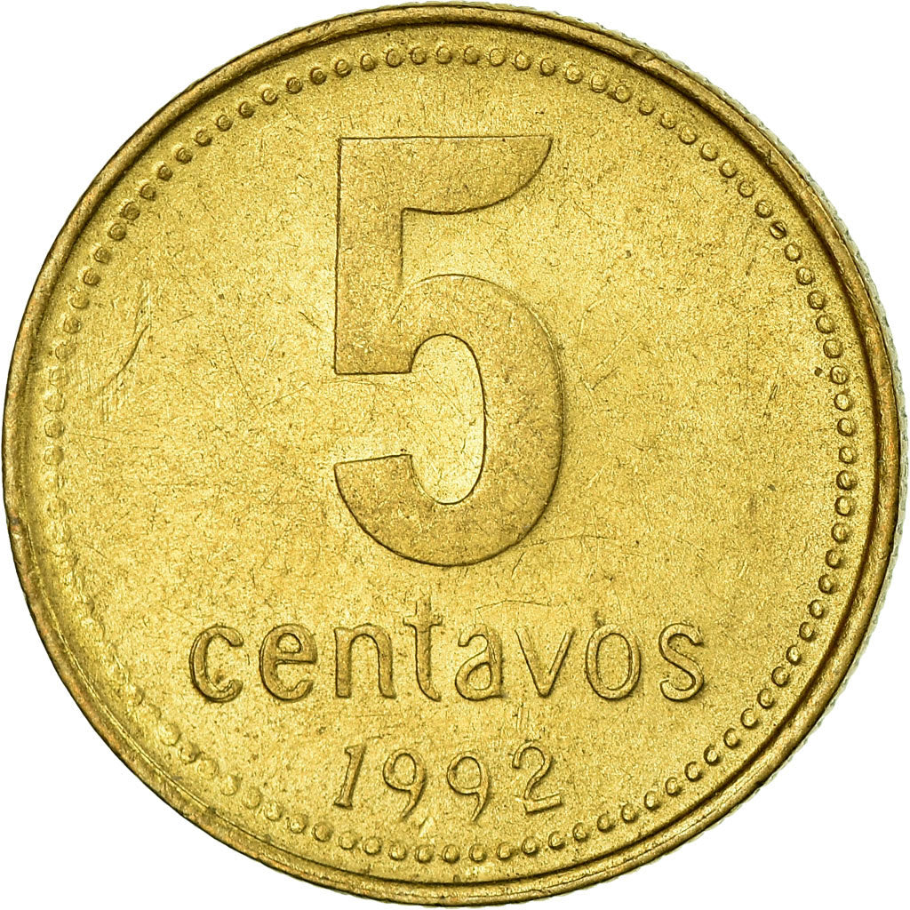 Coin, Argentina, 5 Centavos, 1992, AU(55-58), Aluminum-Bronze, KM:109