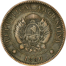 Coin, Argentina, Centavo, 1889, VF(30-35), Bronze, KM:32