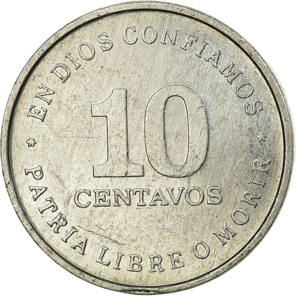 Coin, Nicaragua, 10 Centavos, 1987, EF(40-45), Aluminum, KM:56
