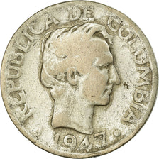 Moneda, Colombia, 10 Centavos, 1947, BC+, Plata, KM:207.1