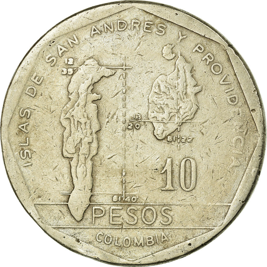 Moneta, Colombia, 10 Pesos, 1982, MB+, Rame-nichel-zinco, KM:270