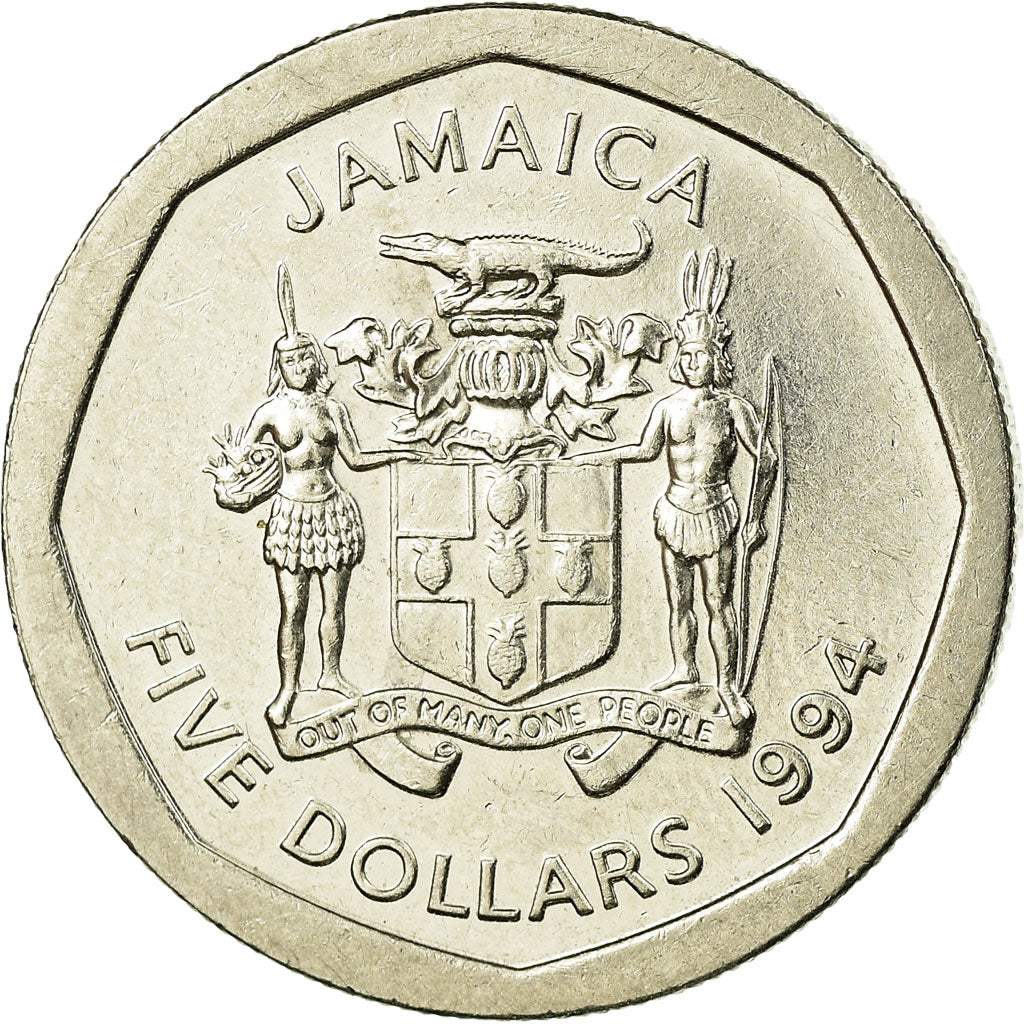 Coin, Jamaica, Elizabeth II, 5 Dollars, 1994, British Royal Mint, AU(55-58)