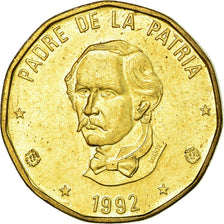 Moneda, República Dominicana, Peso, 1992, EBC, Latón, KM:80.1
