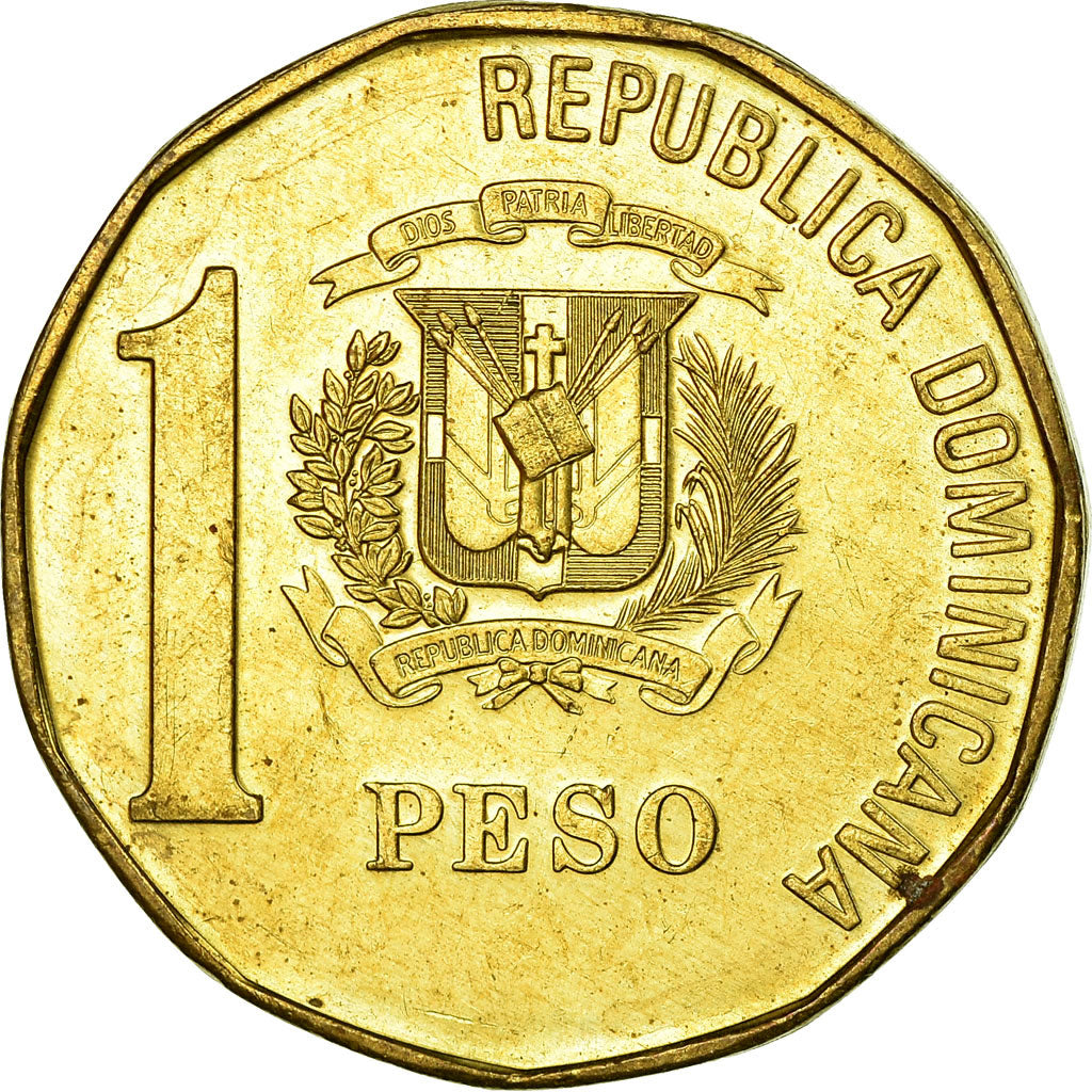 Moneda, República Dominicana, Peso, 1992, EBC, Latón, KM:80.1
