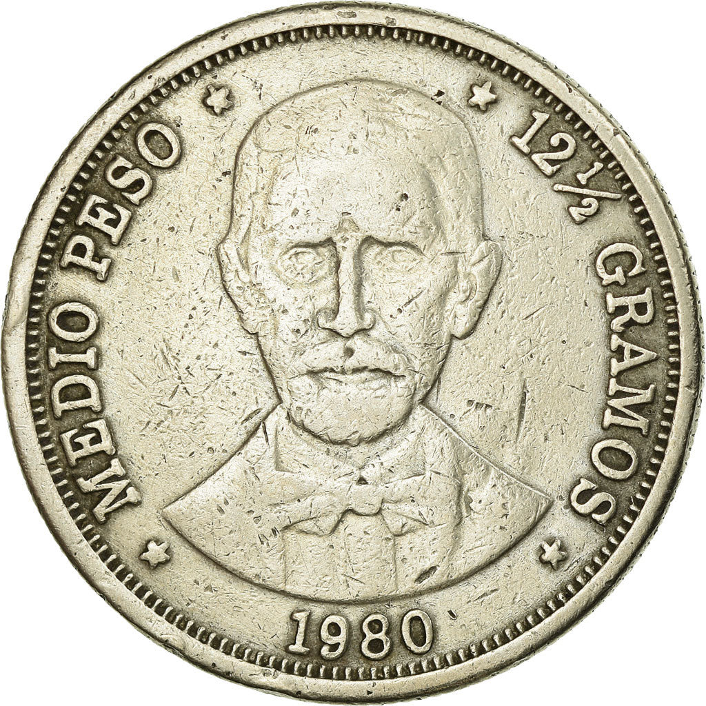 Coin, Dominican Republic, 1/2 Peso, 1980, Franklin Mint, EF(40-45)