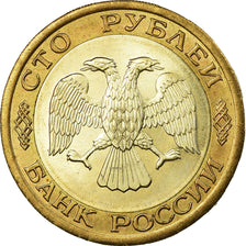 Coin, Russia, 100 Roubles, 1992, Saint-Petersburg, MS(63), Bi-Metallic, KM:316