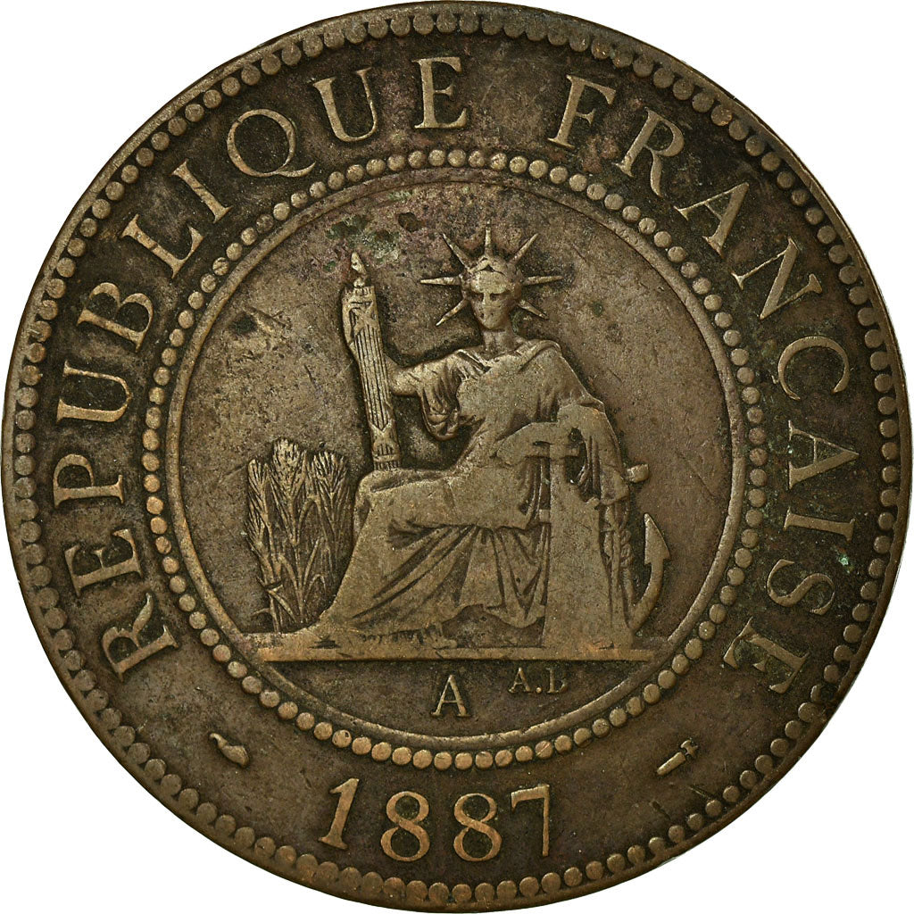 Coin, FRENCH INDO-CHINA, Cent, 1887, Paris, VF(30-35), Bronze, KM:1