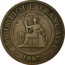 Coin, FRENCH INDO-CHINA, Cent, 1887, Paris, VF(30-35), Bronze, KM:1