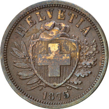 SWITZERLAND, 2 Rappen, 1875, Bern, KM #4.1, EF(40-45), Bronze, 20, 2.48