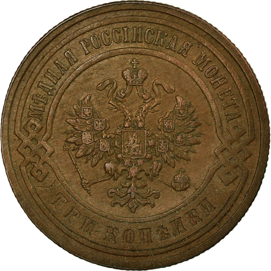 Monnaie, Russie, Nicholas II, 3 Kopeks, 1900, Saint-Petersburg, TTB, Cuivre