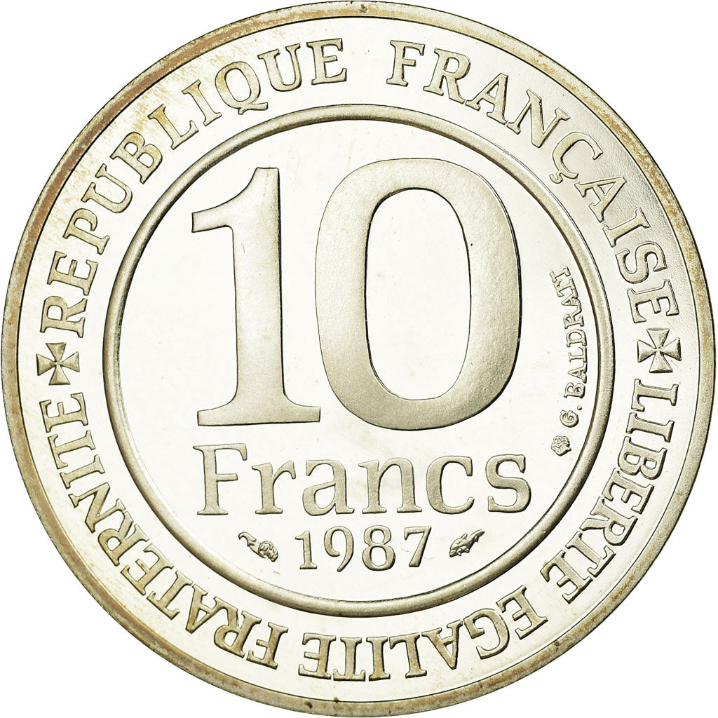 Moeda, França, 10 Francs, 1987, Paris, BE, MS(65-70), Prata, KM:961a