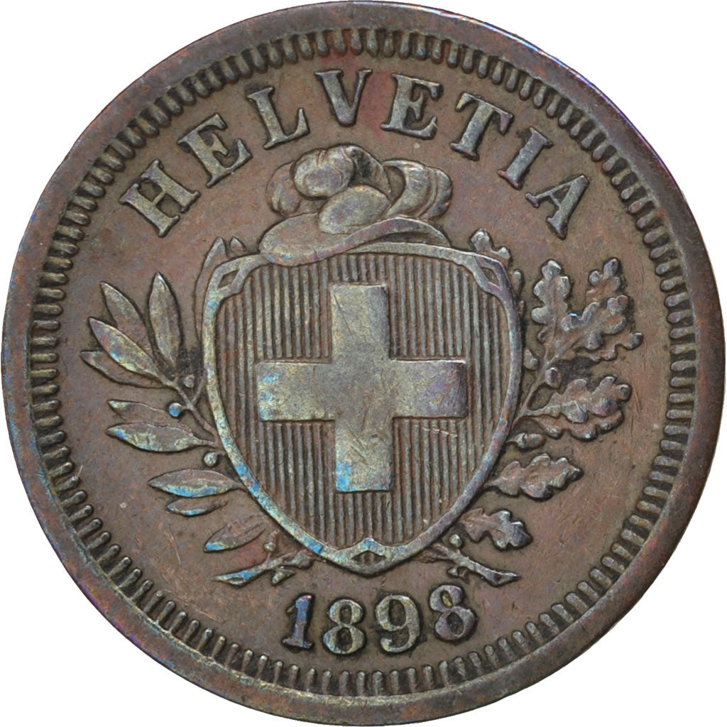 SWITZERLAND, Rappen, 1898, Bern, KM #3.1, AU(50-53), Bronze, 1.46