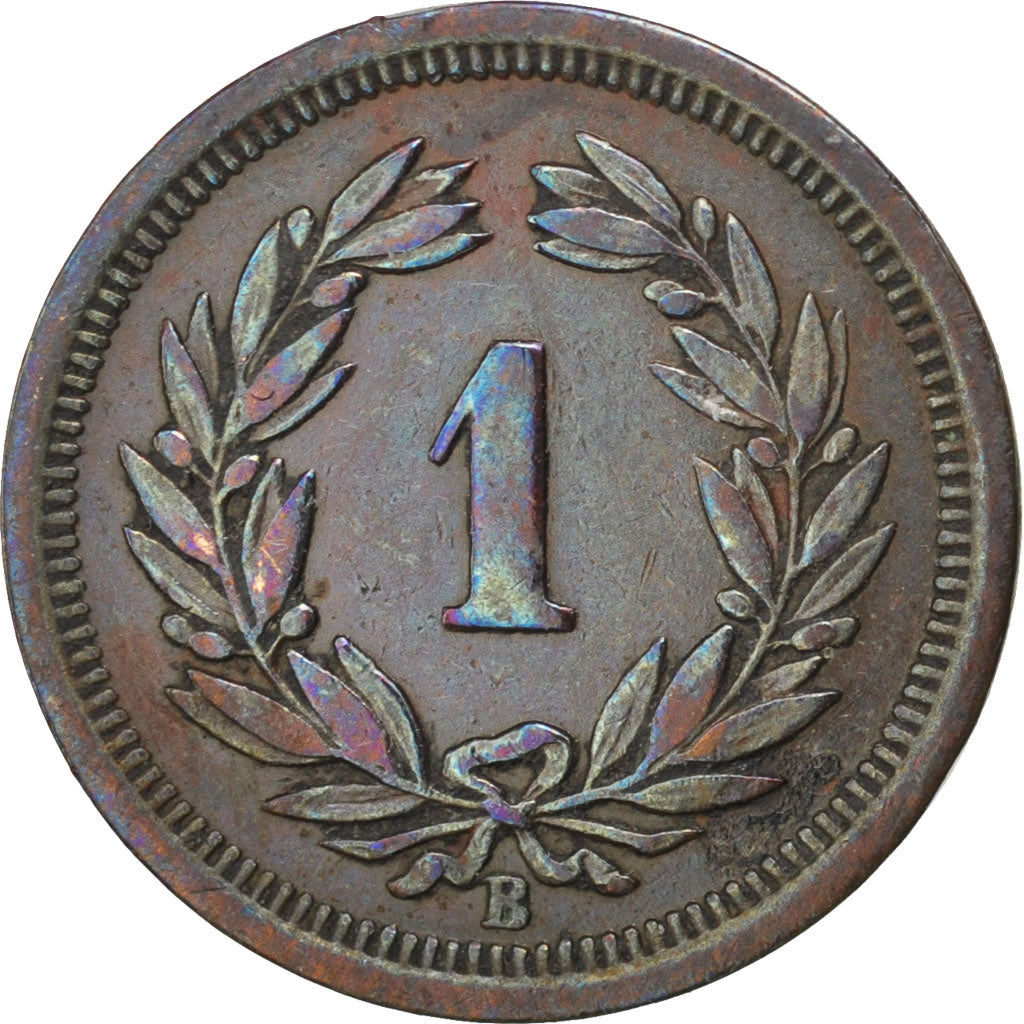 SWITZERLAND, Rappen, 1898, Bern, KM #3.1, AU(50-53), Bronze, 1.46
