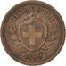 SWITZERLAND, Rappen, 1899, Bern, KM #3.1, AU(50-53), Bronze, 1.53