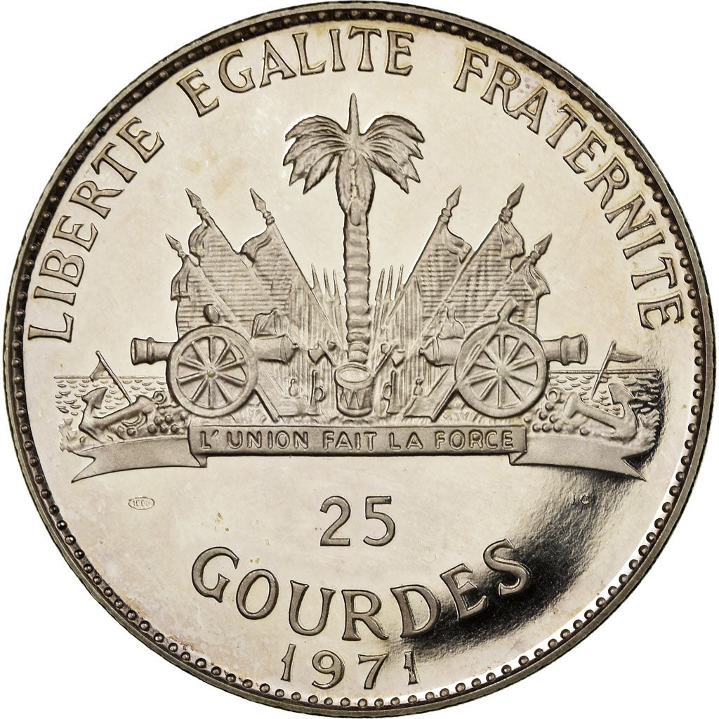 Coin, Haiti, 25 Gourdes, 1971, MS(60-62), Silver, KM:88