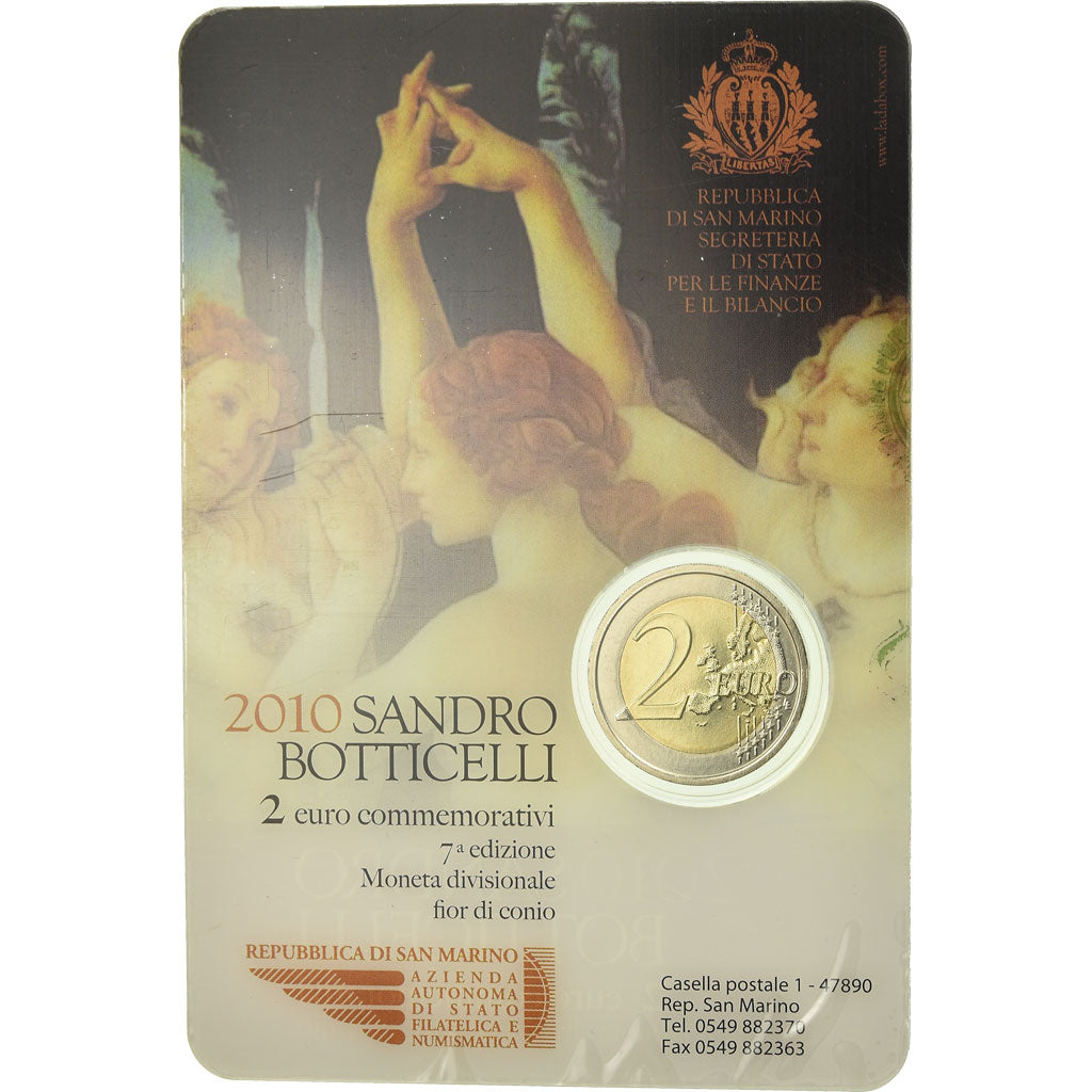 San Marino, 2 Euro, Sandro Botticelli, 2010, MS(65-70), Bi-Metallic, KM:494