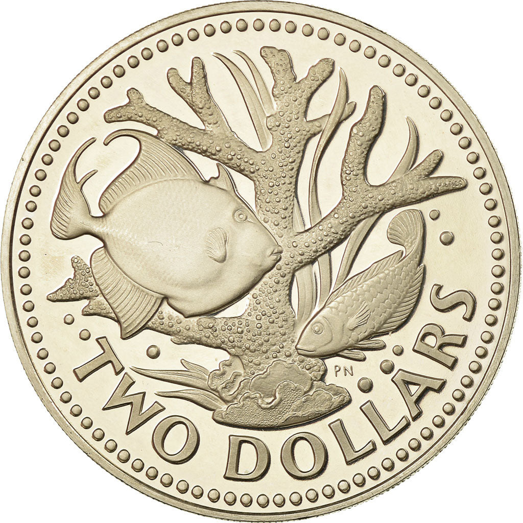 Moneda, Barbados, 2 Dollars, 1973, Franklin Mint, Proof, SC, Cobre - níquel