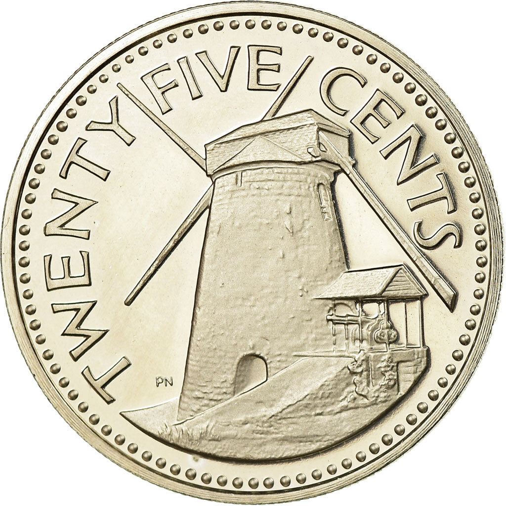 Moneta, Barbados, 25 Cents, 1973, Franklin Mint, Proof, AU(55-58)